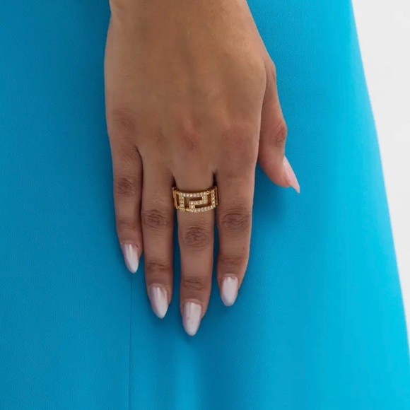 Versace Gold Crystal Embellished Ring - Picture 9 of 10